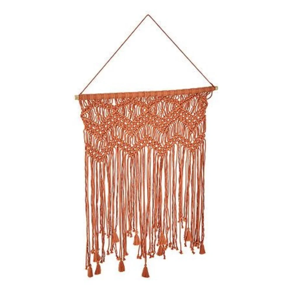Boho Pumpkin Orange Macrame Wall Hanging DORM ROOM 20